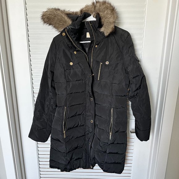 Michael Kors Women's Faux-Fur-Trim Hooded Puffer Coat - Picture 5 of 8